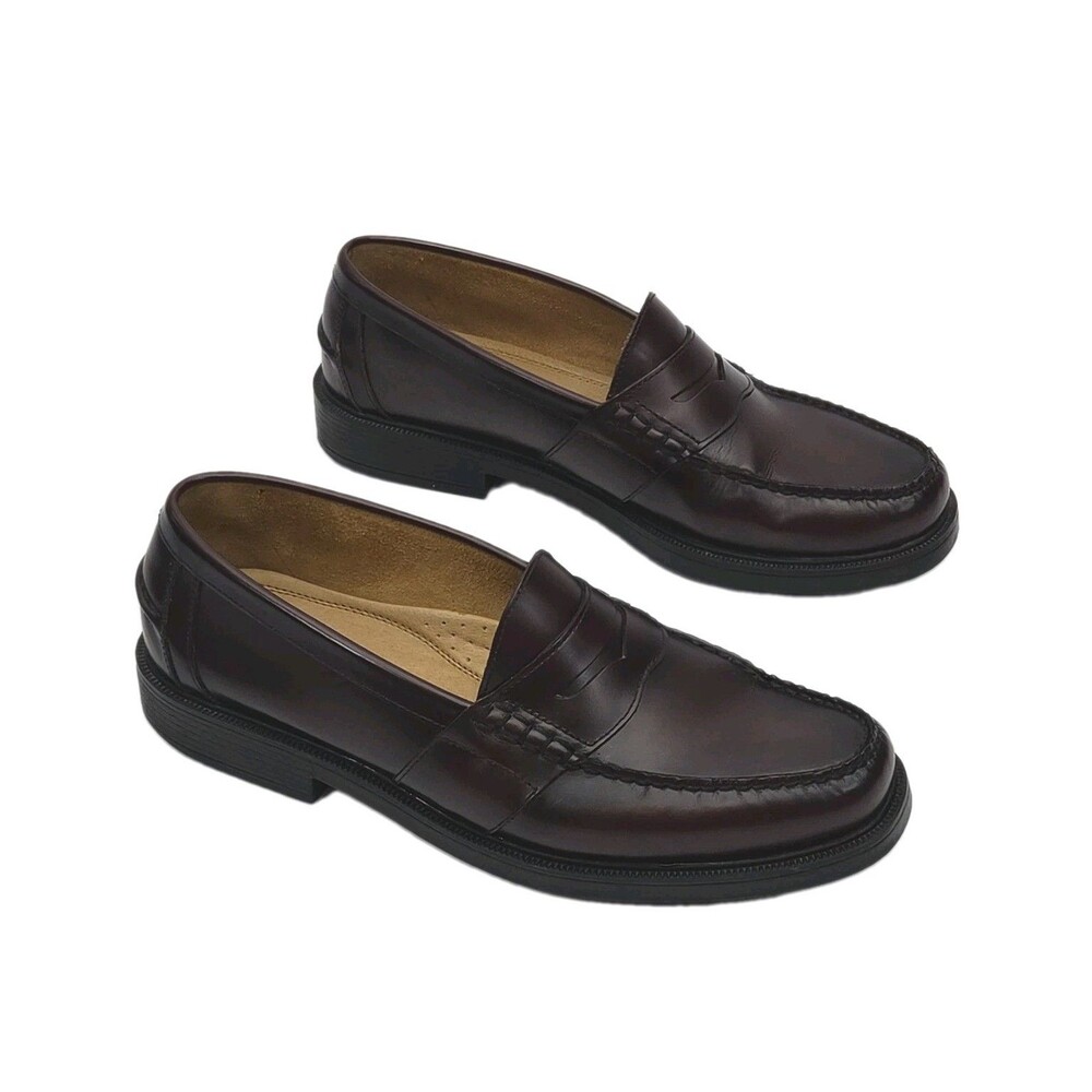 Nunn Bush Penny Loafer Shoes Men Sz 12 Burgundy Leather Slip On Classic Preppy